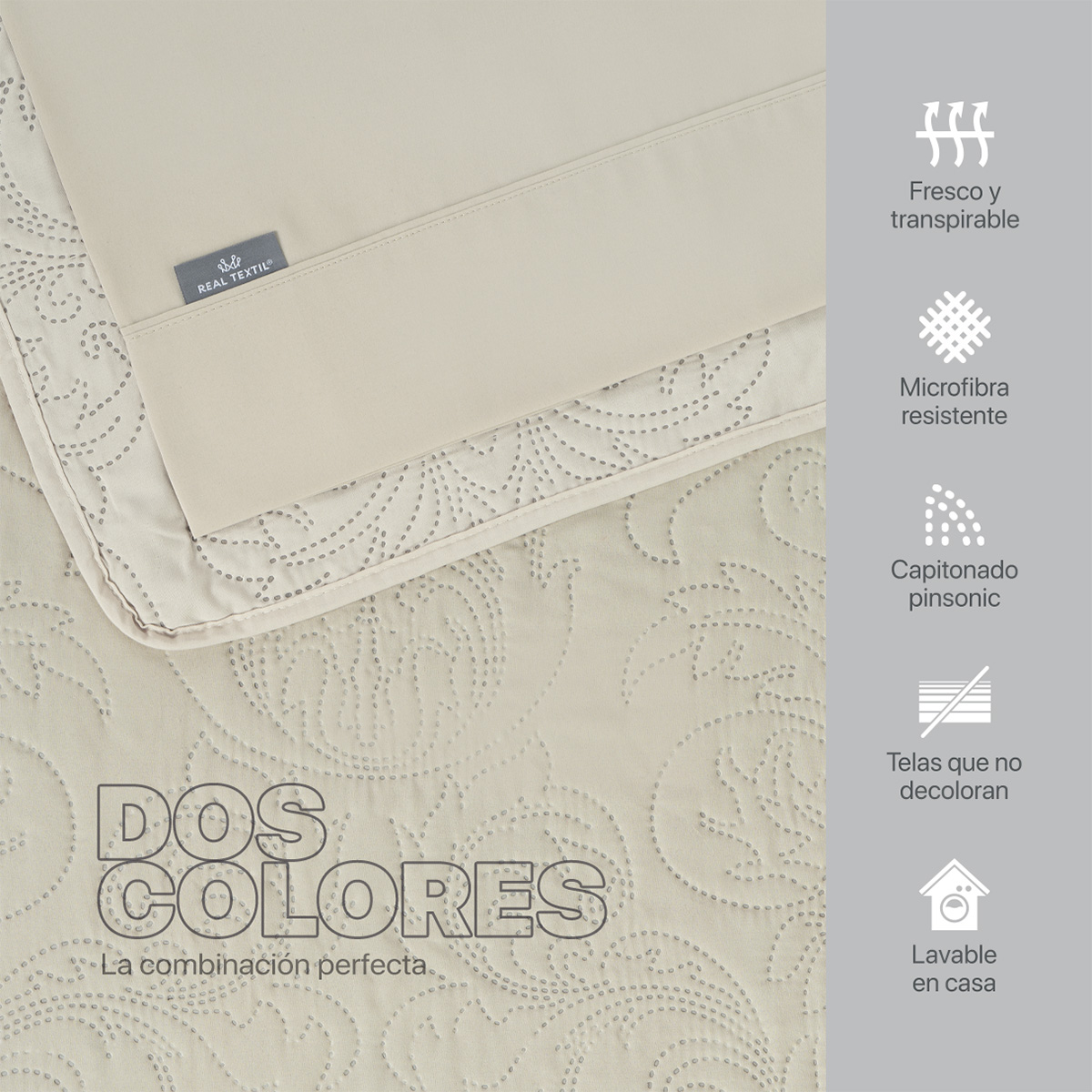 Set Edredón Ligero Matrimonial con Fundas y Sabanas Khaki - Beige REAL TEXTIL.