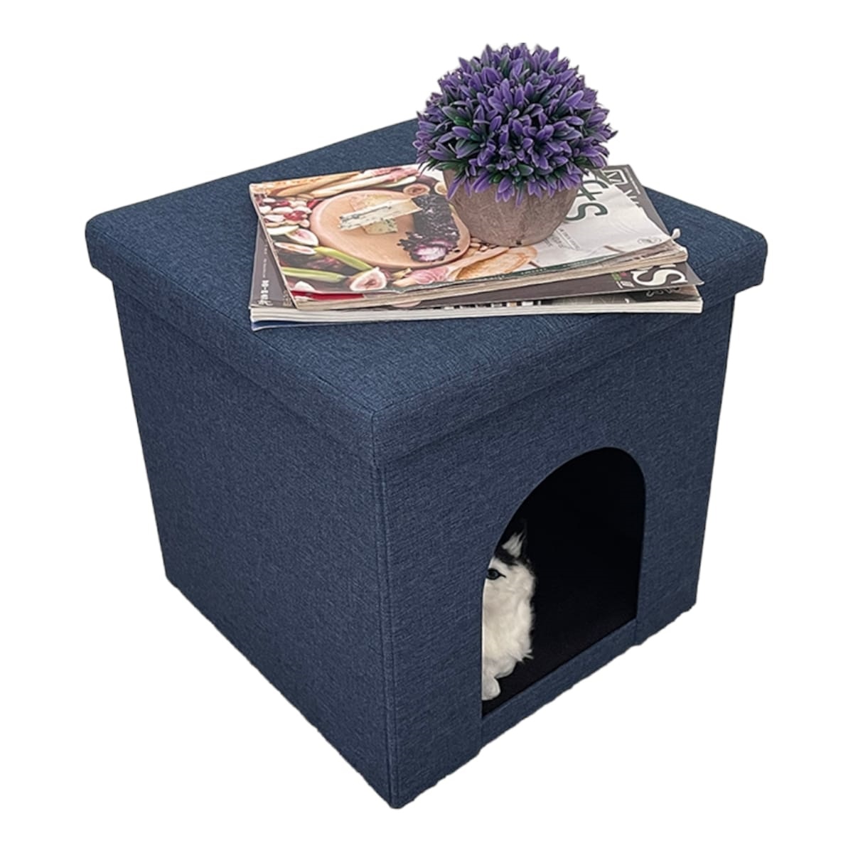 Casa Plegable Para Gatos O Perros con diseño Otomano (TX Azul)