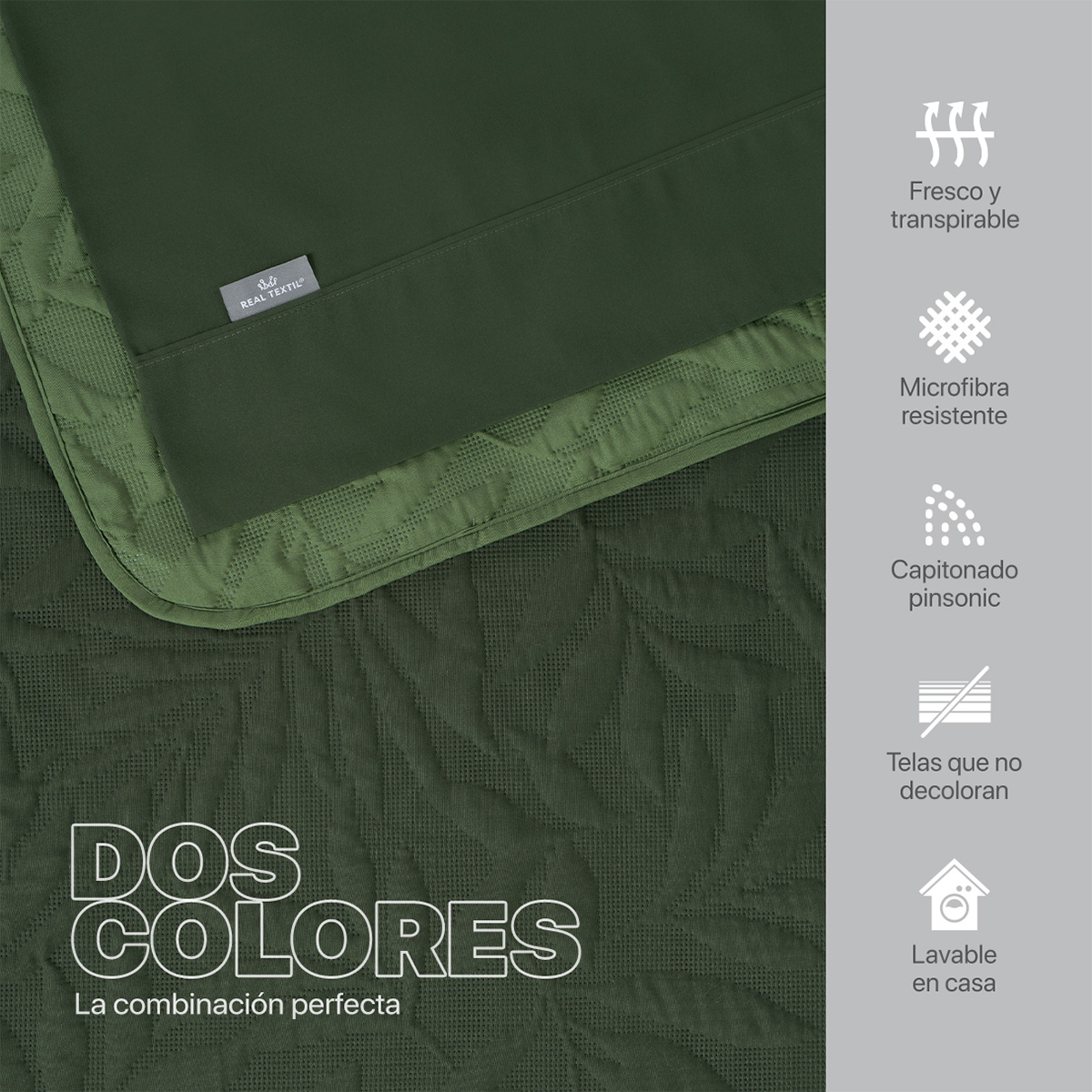Set Edredón Ligero King Size con Fundas y Sabanas Verde Oscuro - Oliva REAL TEXTIL.