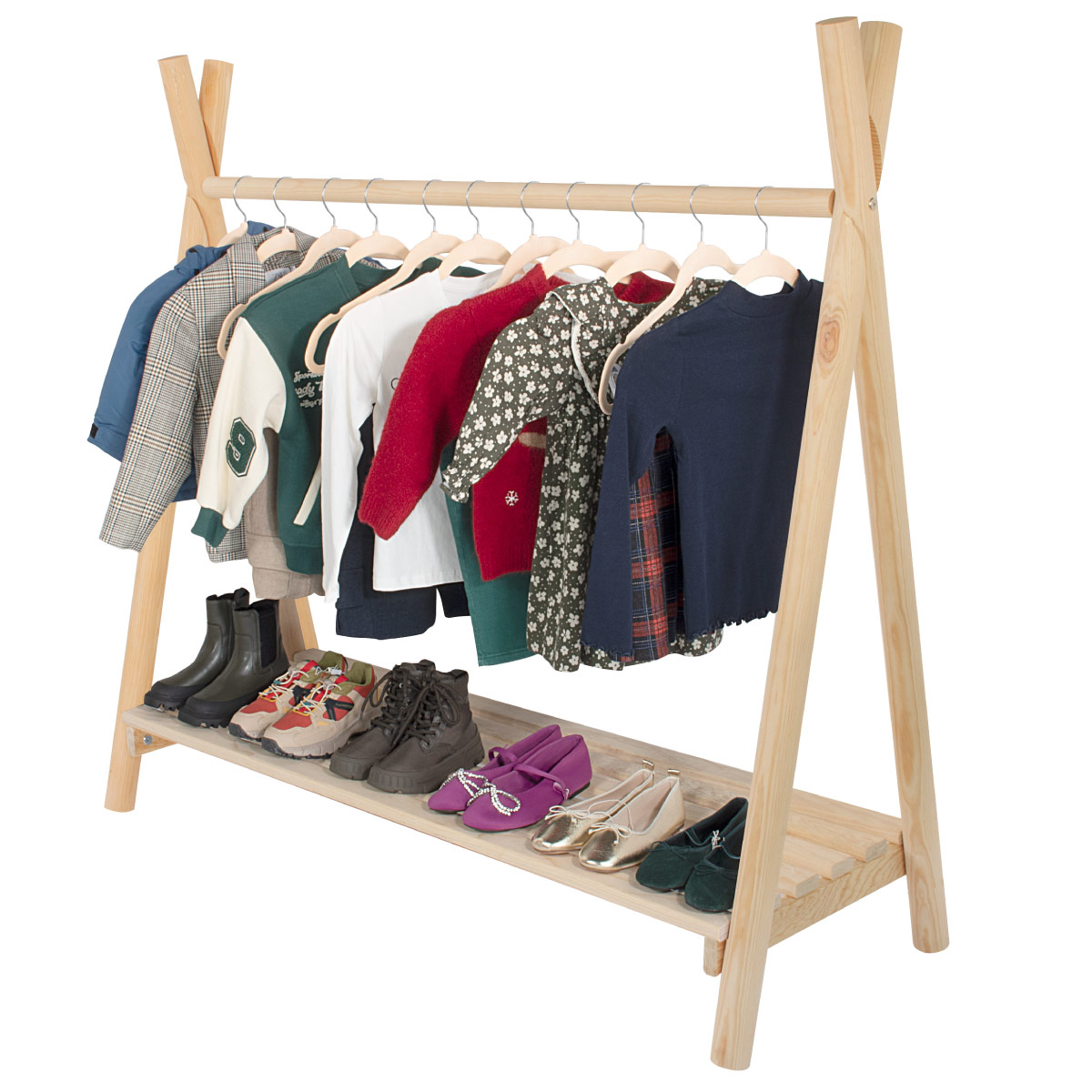 Ropero Perchero Montessori De Madera - Niños Y Niñas Duduk .