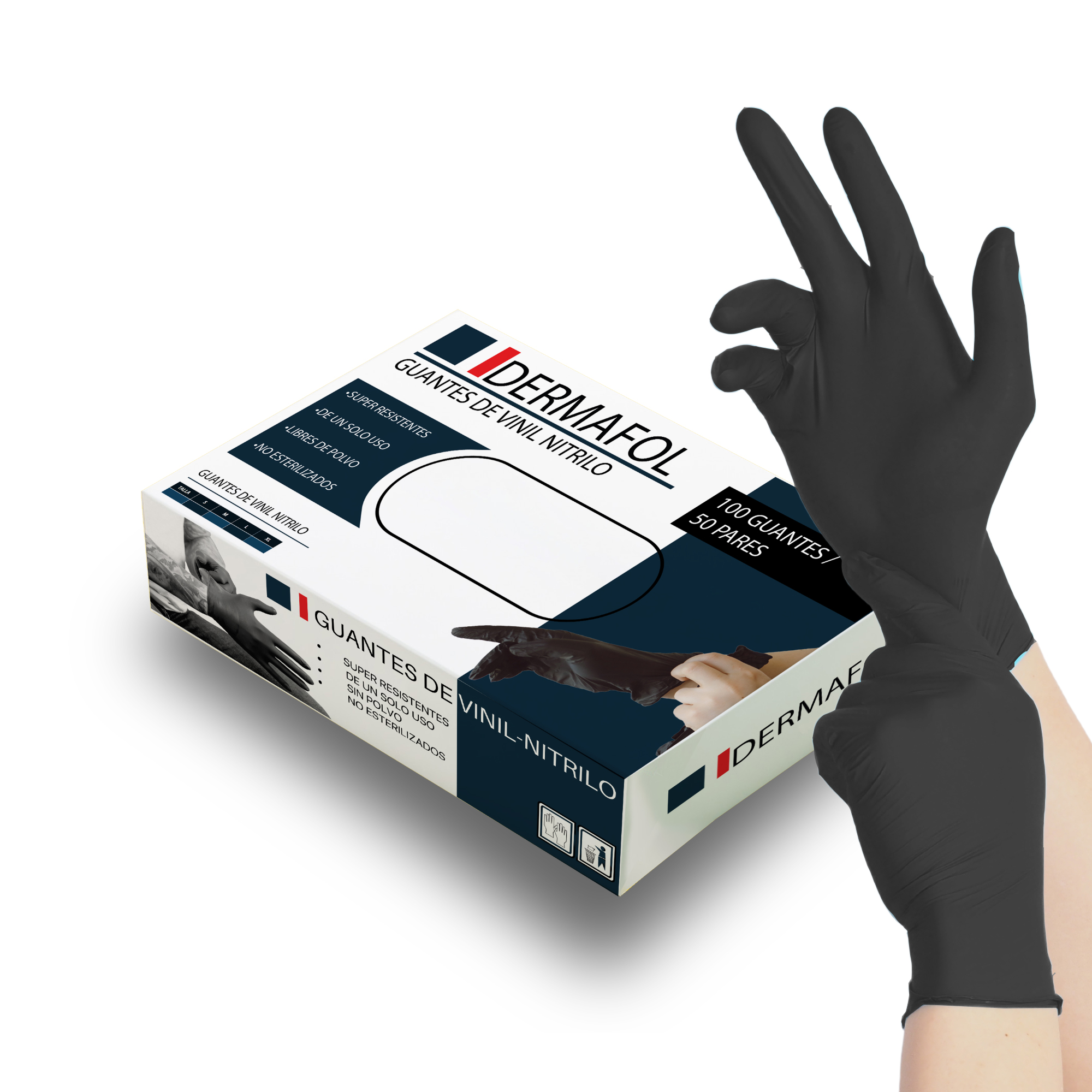 GUANTES DE NITRILO NEGROS ECOMLAB DESECHABLES LIBRE DE LATEX TALLA CHICA.