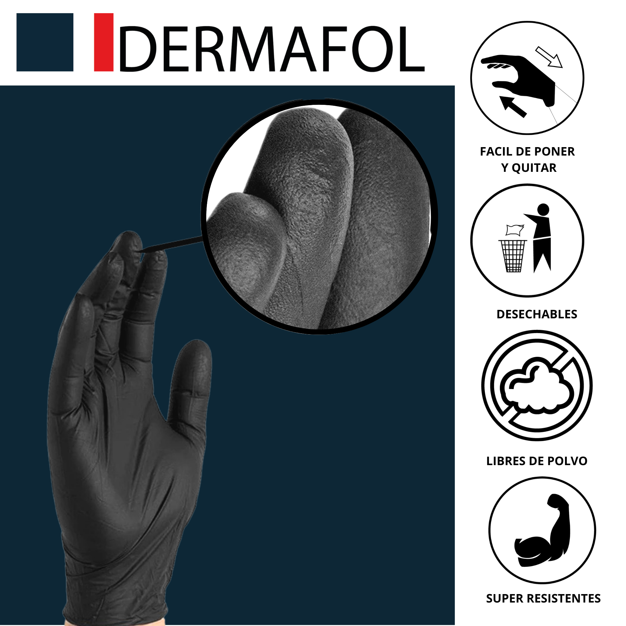 GUANTES DE NITRILO NEGROS ECOMLAB DESECHABLES LIBRE DE LATEX TALLA CHICA.