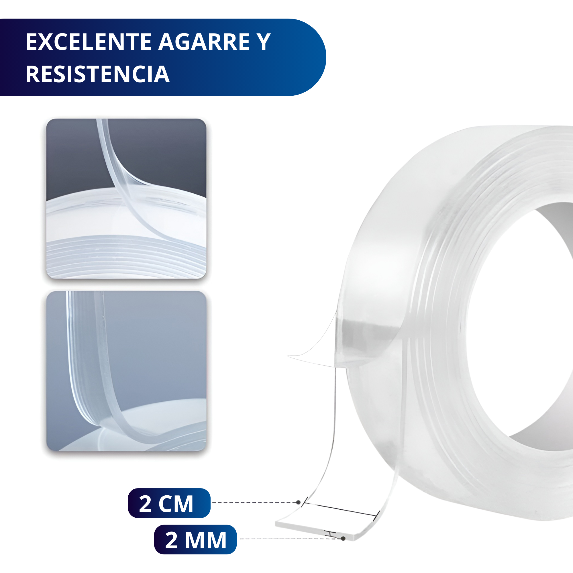 Cinta Doble Cara Adhesiva Ecomlab Transparente Nano Tape 3 Metros.