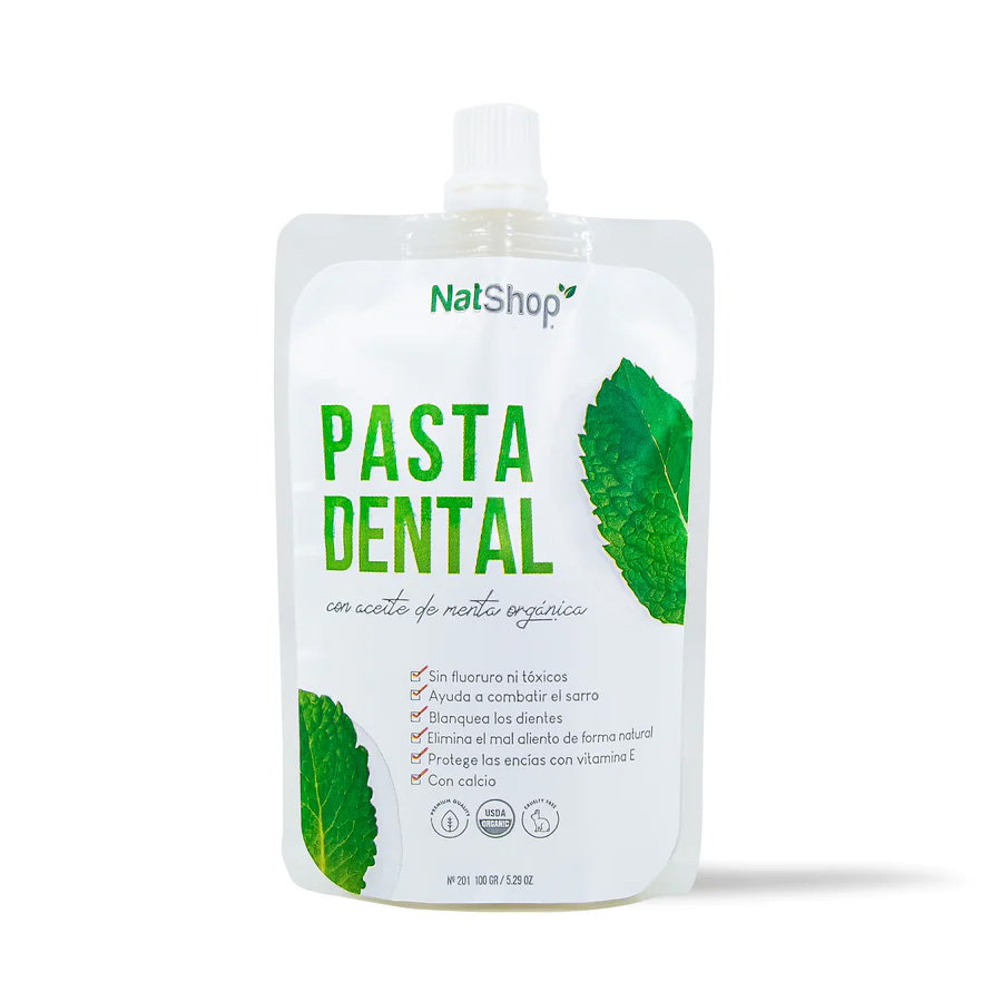 Pasta Dental Menta Orgánica 100% natural Sin Fluoruro Natshop. 5pzs