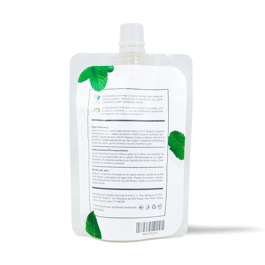 Pasta Dental Menta Orgánica 100% natural Sin Fluoruro Natshop. 5pzs