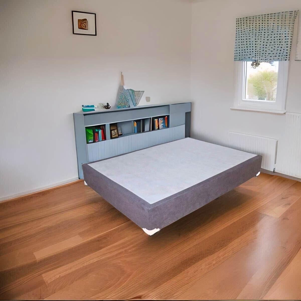 Base para Cama Individual tapiz lino Gris.