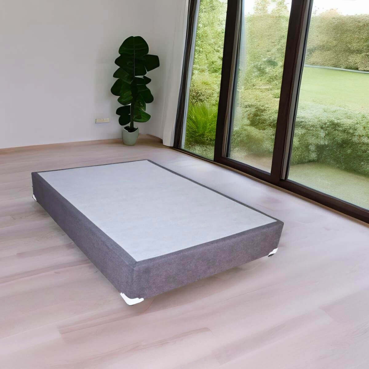 Base para Cama Individual tapiz lino Gris.