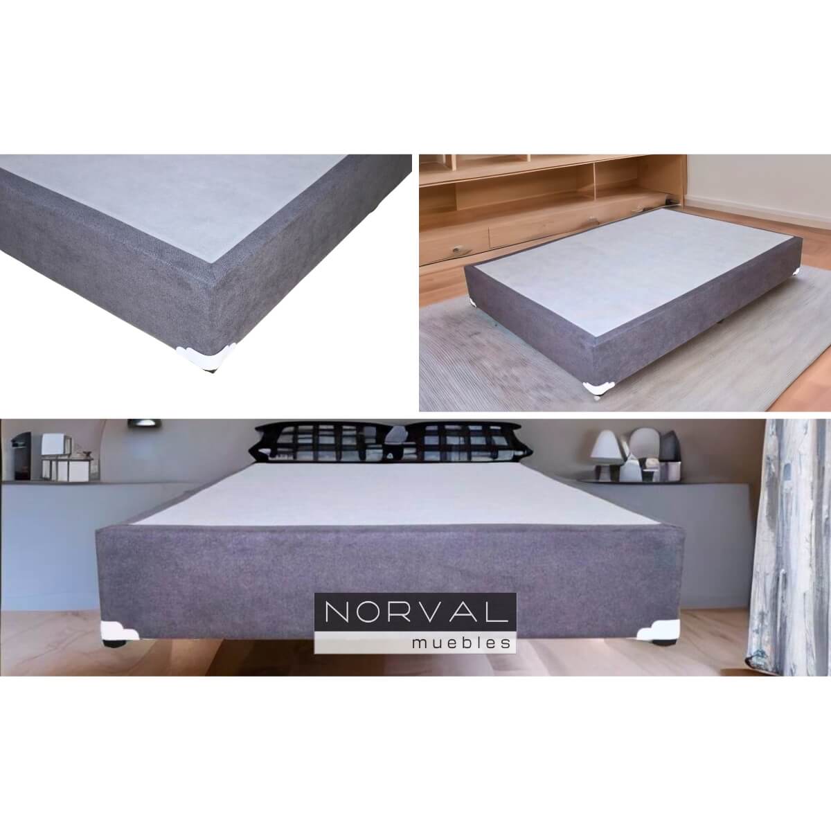Base para Cama Individual tapiz lino Gris.