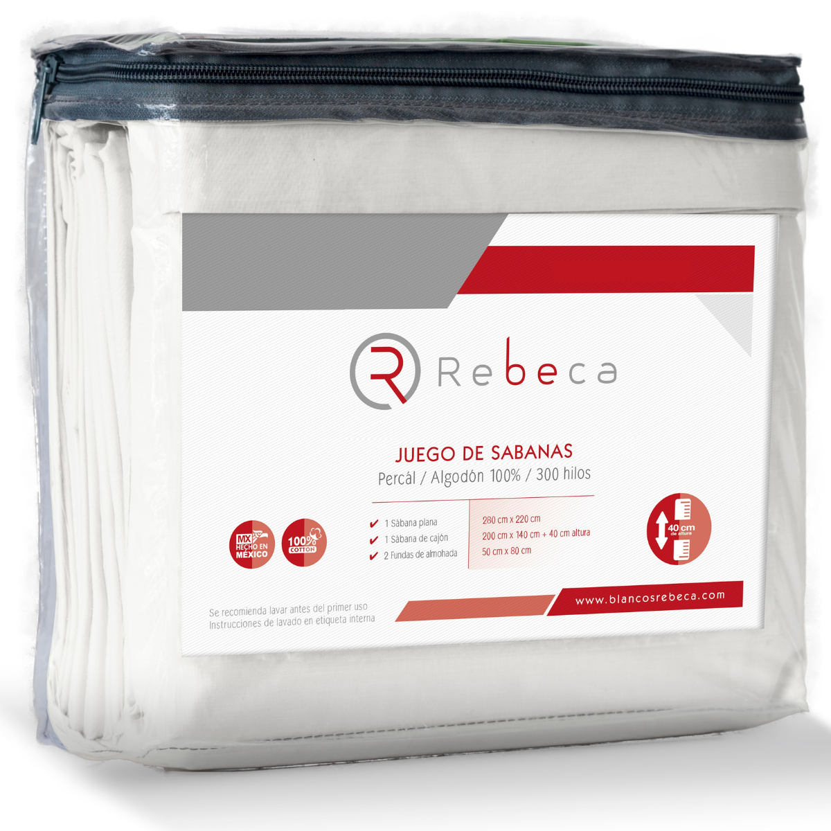 Juego de Sábanas Algodón Confort Percal 300 - Matrimonial - Hueso