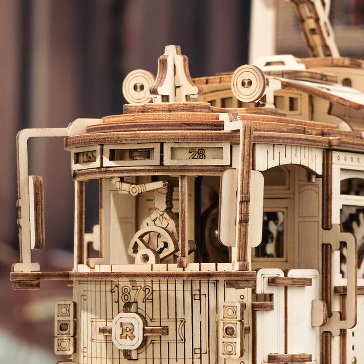 Rompecabezas 3d de Madera Diseño Tranvía Urbano Clásico.