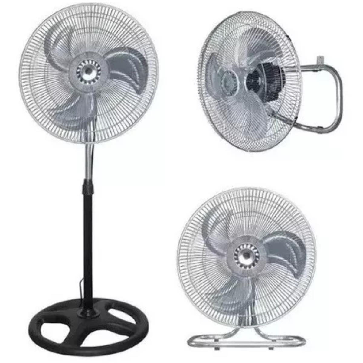 Ventilador 3 en 1 Bornoto 18" 3 Velocidades Metálico - Gris.
