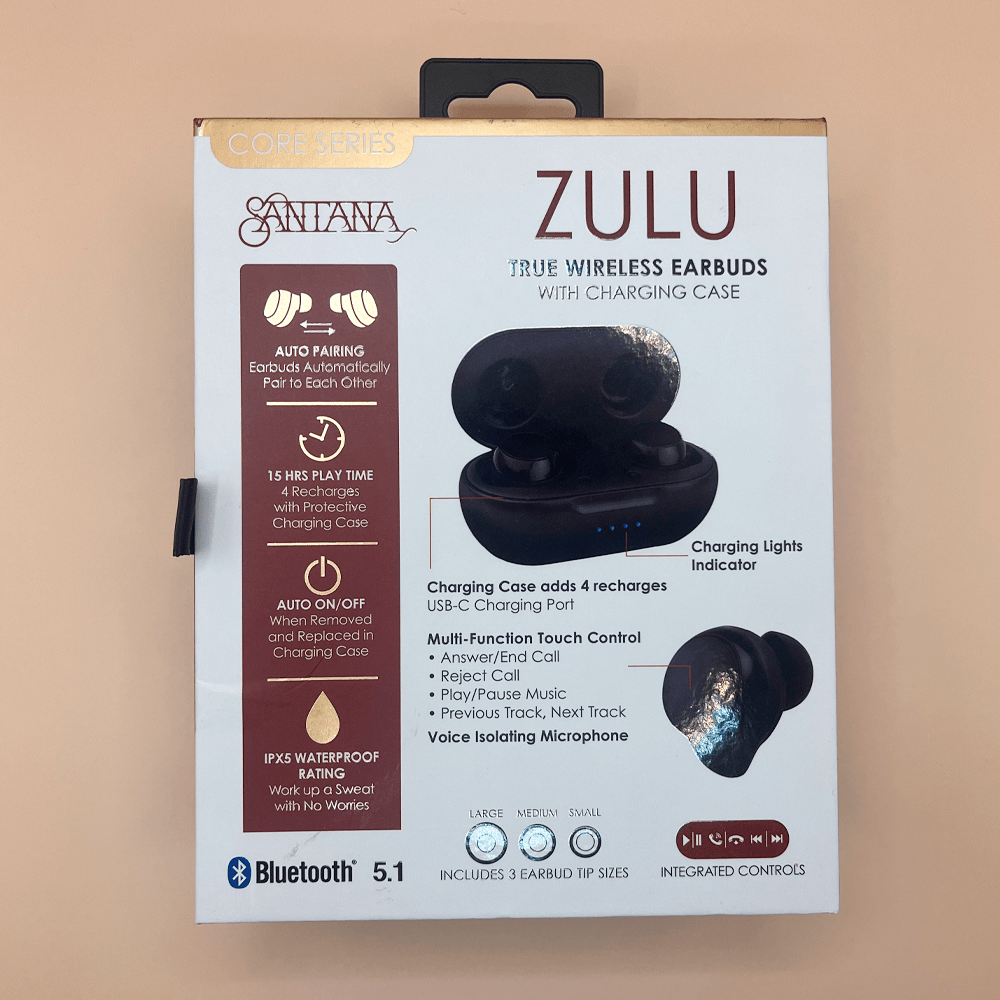 Carlos Santana Audifonos Inalambricos Estuche De Carga Zulu Color negro