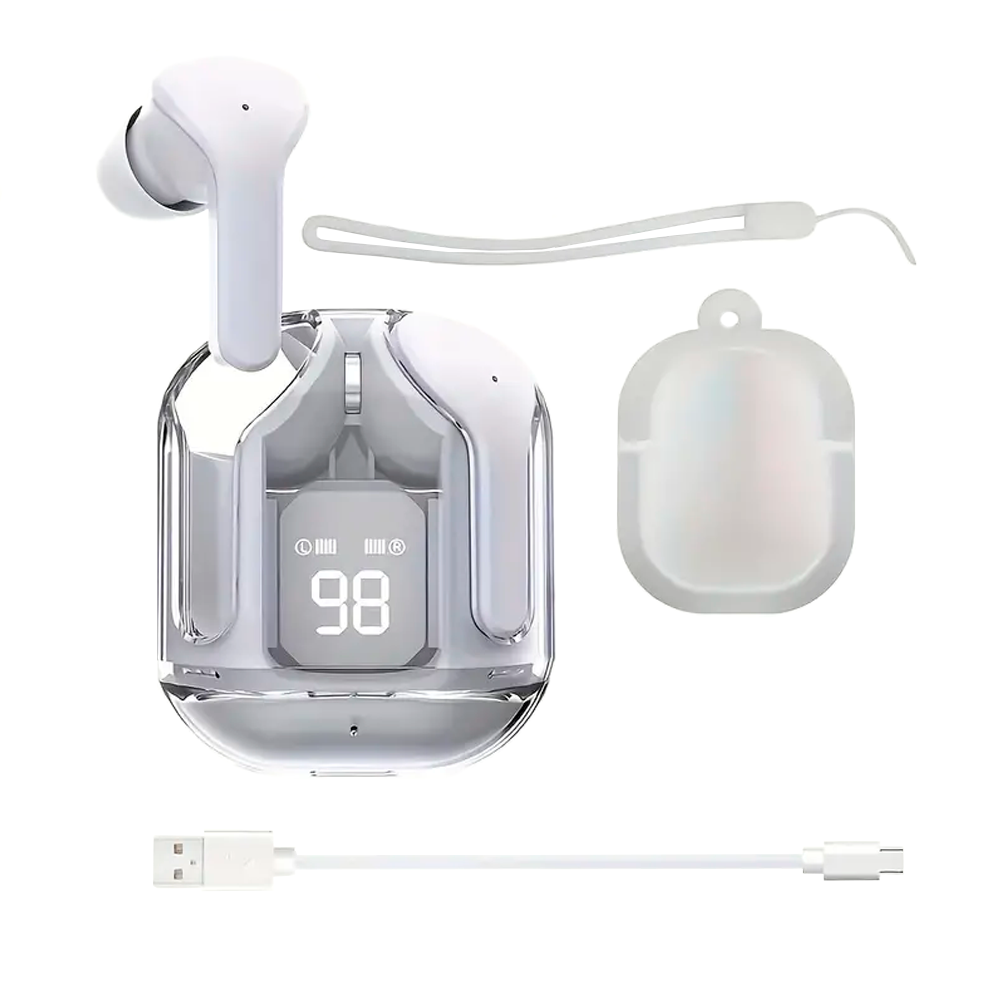 Audífonos Transparente Inalámbricos Bluetooth 5.3 Mas Funda Color Blanco Auriculares Inalámbricos Para Juegos