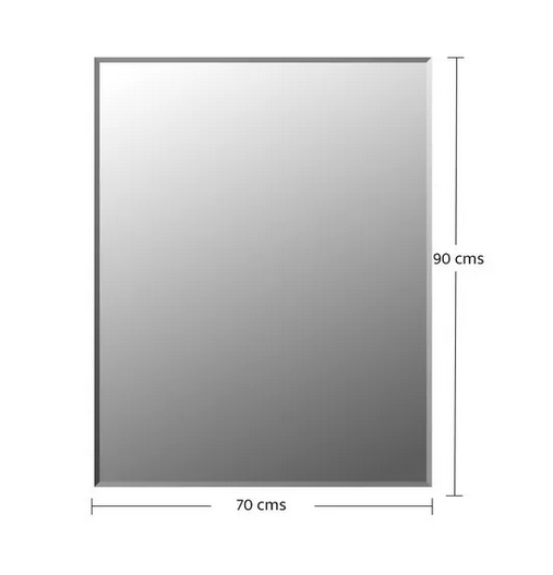 Espejo liso biselado medidas 90 x 70 cms. (base por altura). Forma rectangular