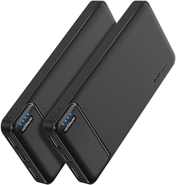 AsperX 2-Pack Power Bank 10000mAh bateria portatil USB C Pila portatil powerbank Carga rapida Cargador portatil with 3 Output Pila Recargable para iPhone 15 14 13 12 Samsung S22 S21 Xiaomi Google LG.