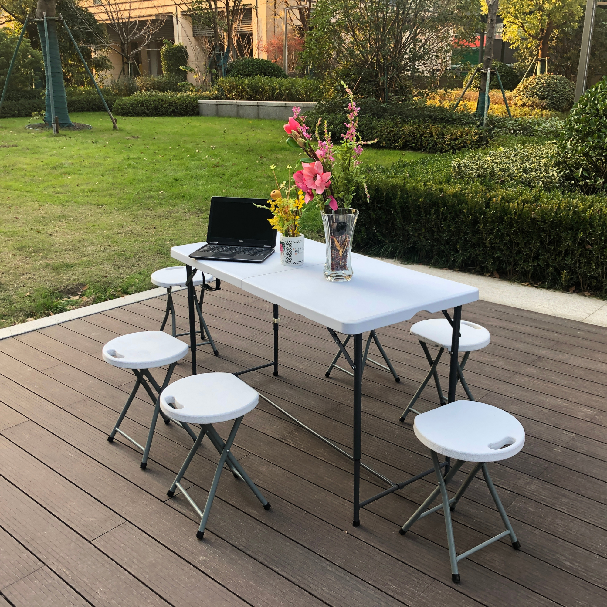 Mesa Plegable De Plástico Ecomlab 3 Niveles Portafolio 120cm.