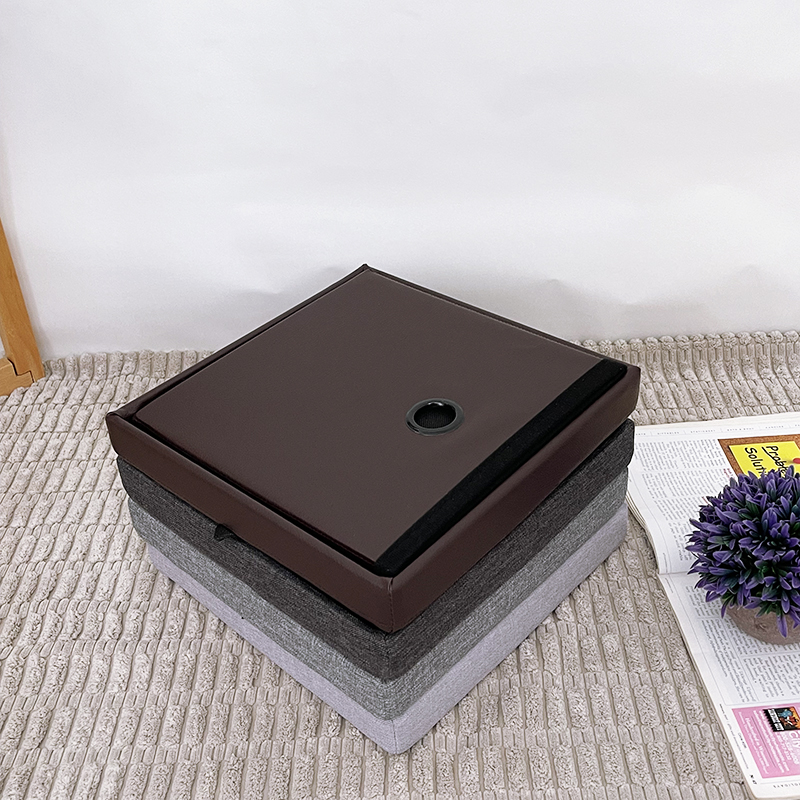 Puff Cubo Organizador Plegable de almacenamiento (PU Plata).