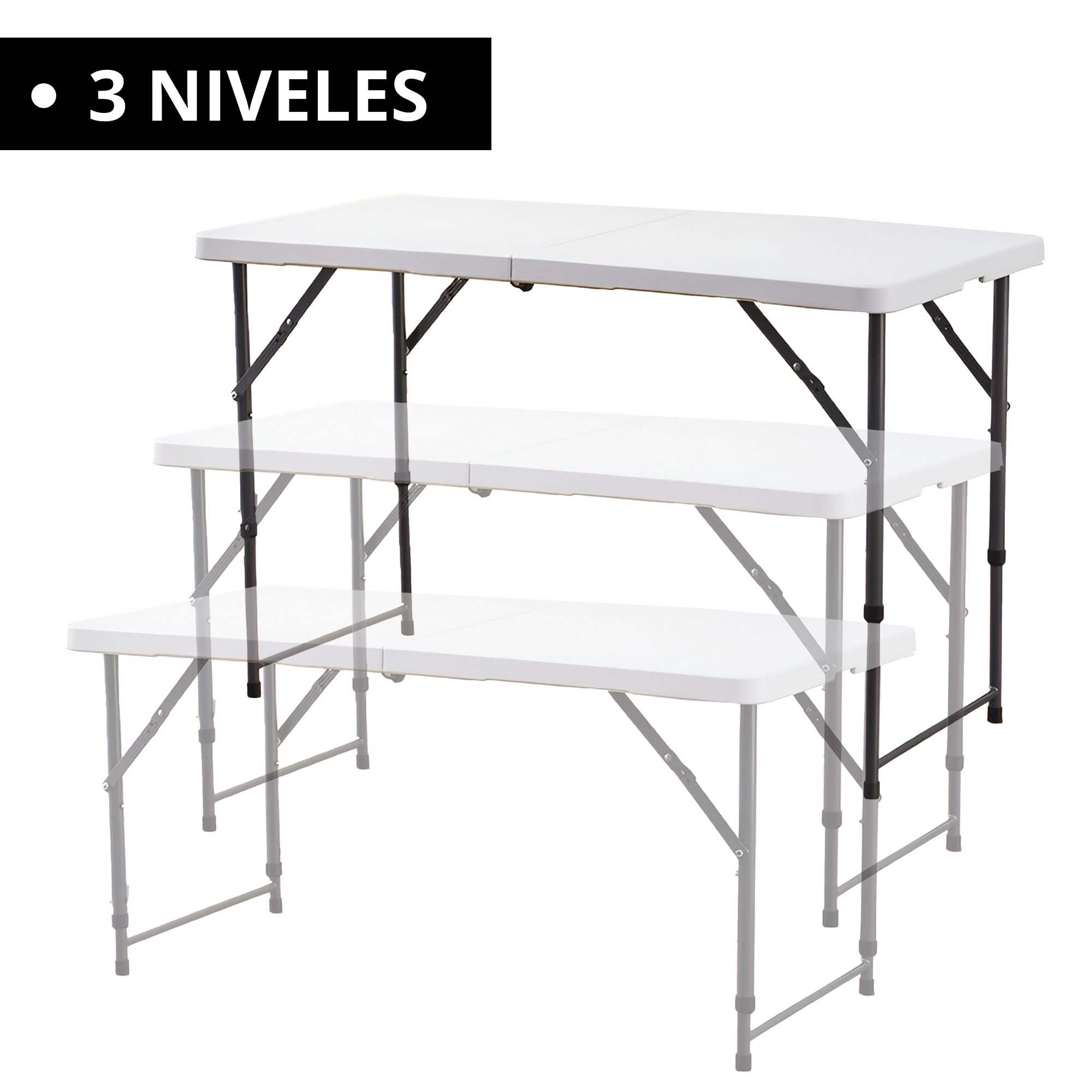 Mesa Plegable De Plástico Ecomlab 3 Niveles Portafolio 120cm.