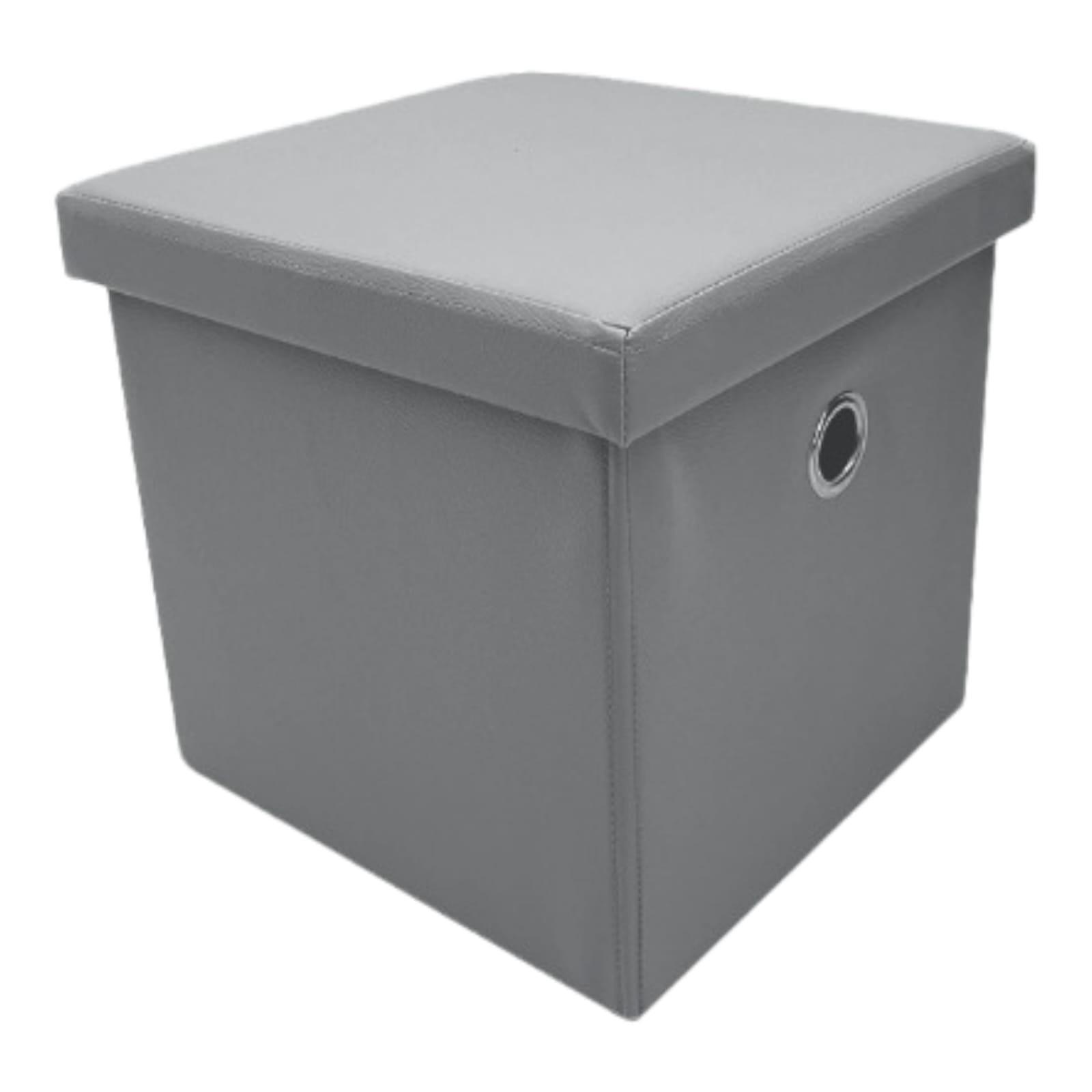 Puff Cubo Organizador Plegable de almacenamiento (PU Plata).