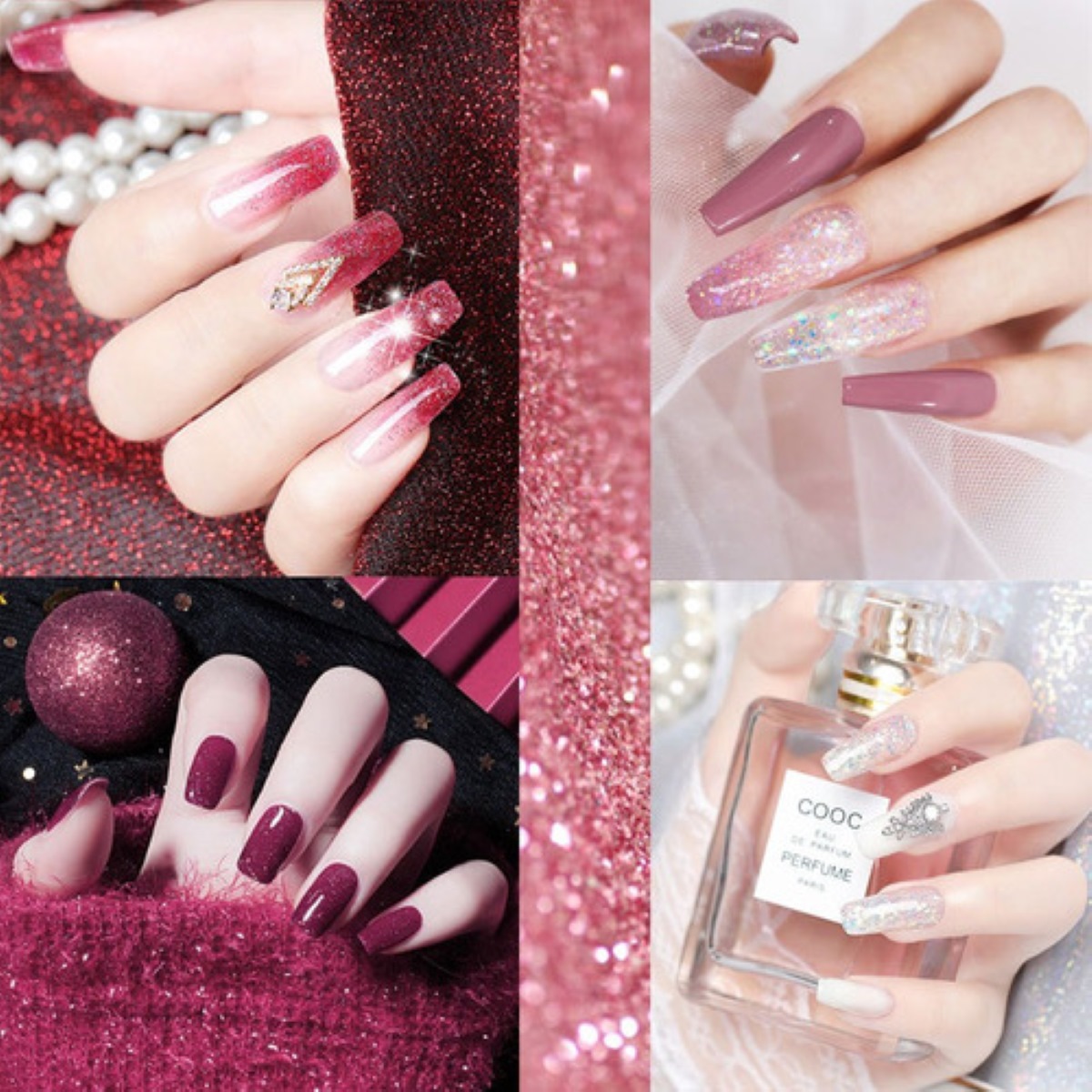 Kit Para Uñas Polygel Con Lámpara Led Tonos Glitter.