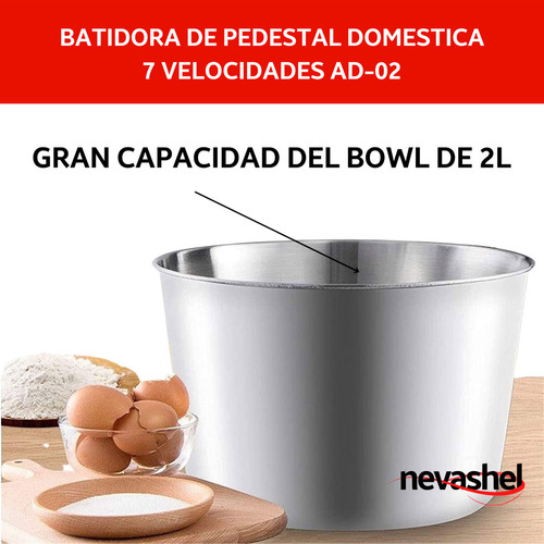 Batidora De Pedestal Profesional Cocina Potent 260w Nevashel Color Negro Frecuencia 60HZ