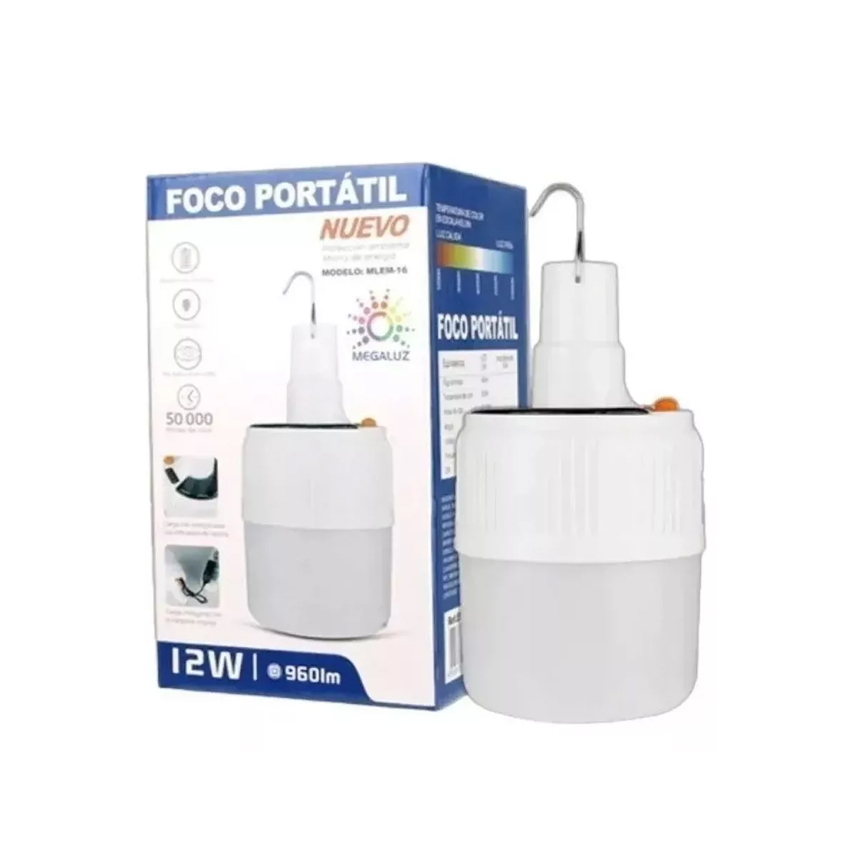 2 Piezas Foco Led Portátil Recargable 12w