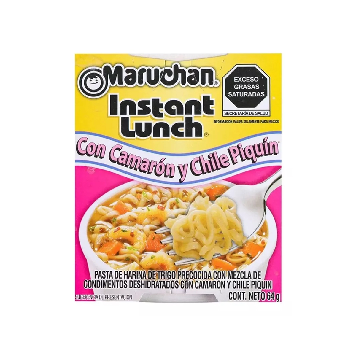 Sopa Maruchan Instant Lunch Camarón y Piquín 22 Piezas de 64 g