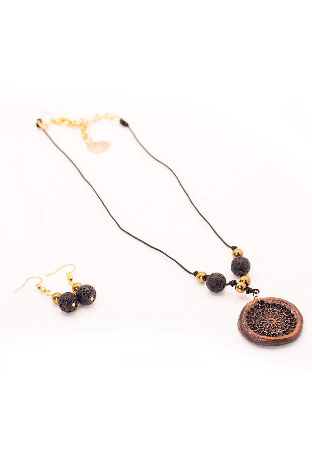 Gargantilla A ÁNGELOZANO círculo maya, pulsera y aretes.