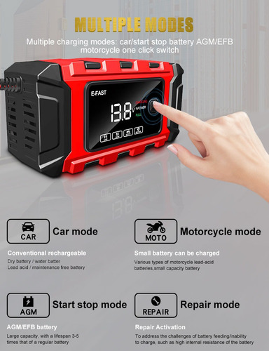 Cargador Inteligente Para Batería De Auto/moto De 12 V, 6 A