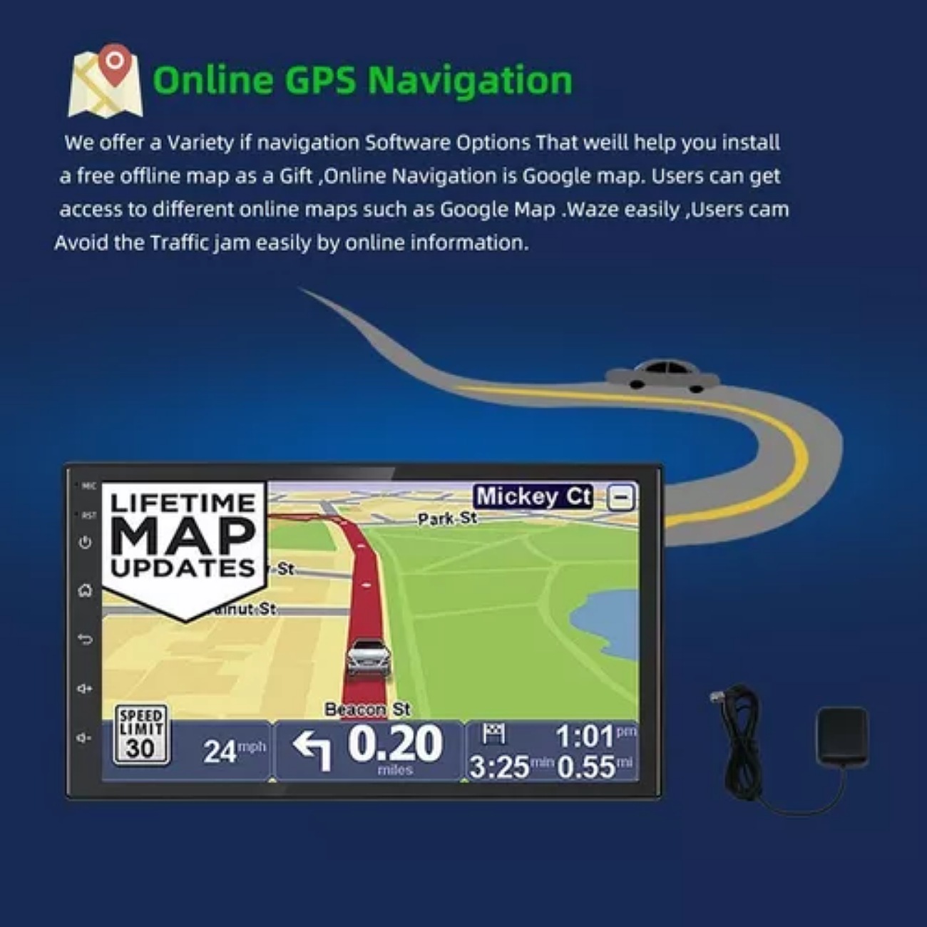 7 Pulgadas Coche Estereo Android Gps Doble Din Con Camara