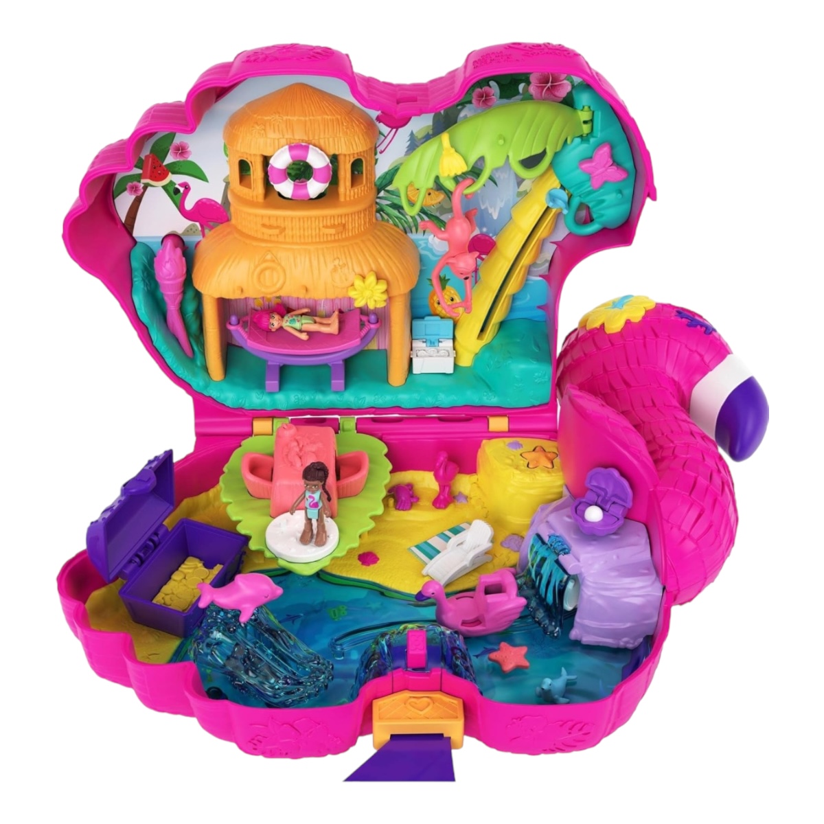 Polly Pocket, Set de Flamingo, Set de Juego para niñas de 4 años en adelante, Multicolor.