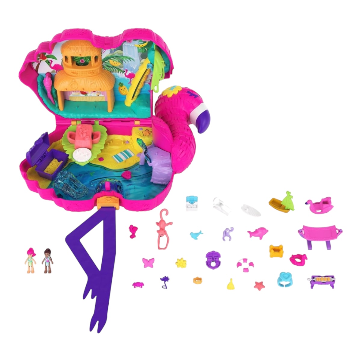 Polly Pocket, Set de Flamingo, Set de Juego para niñas de 4 años en adelante, Multicolor.