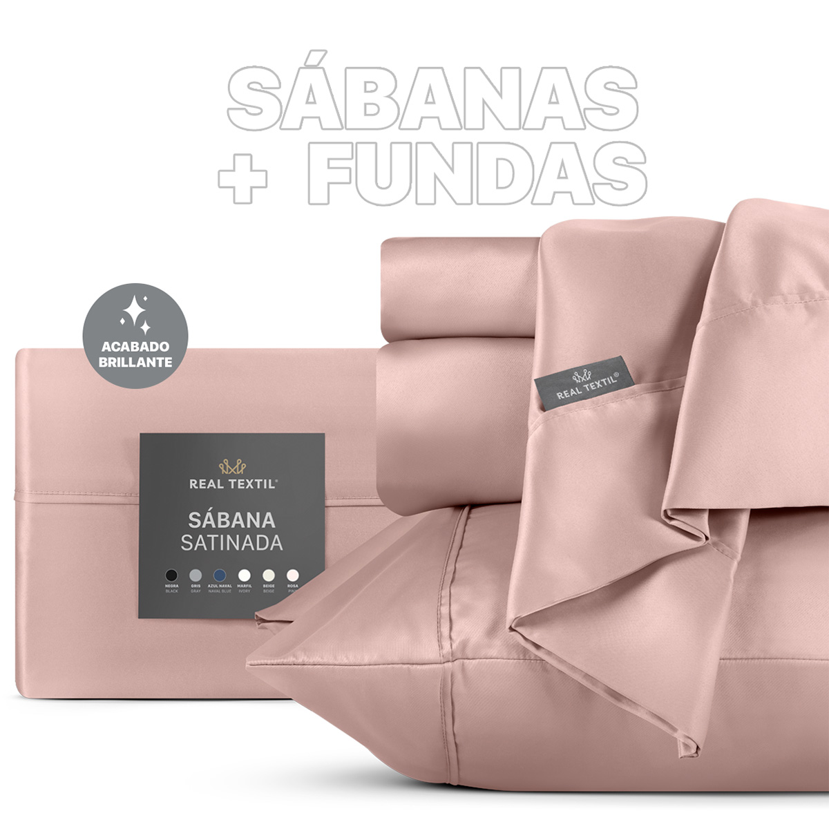 Sábanas de Satín Matrimonial Tipo Seda Suave y Lujosa Con Fundas Rosa Real Textil.