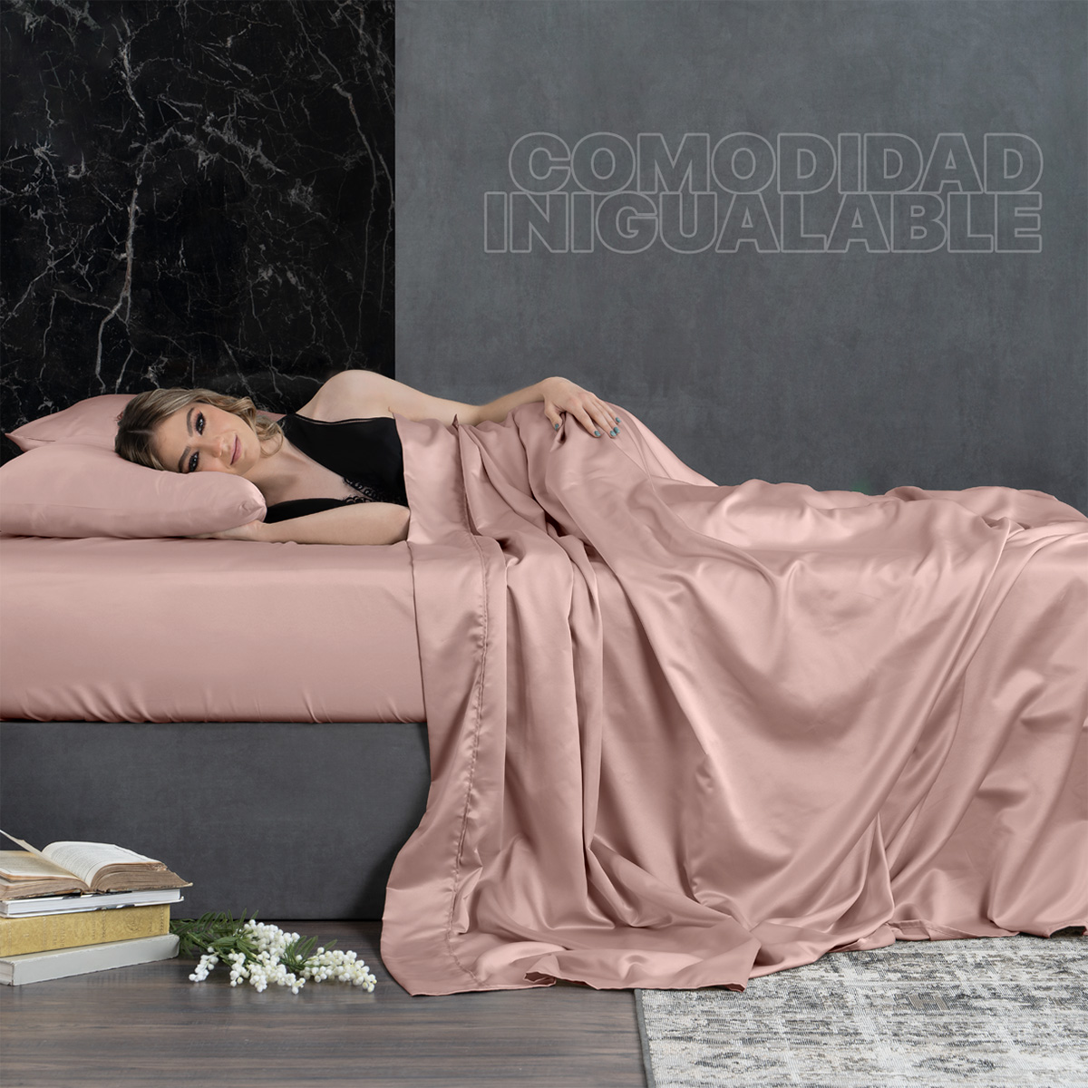 Sábanas de Satín Queen Size Tipo Seda Suave y Lujosa Con Fundas Rosa Real Textil.