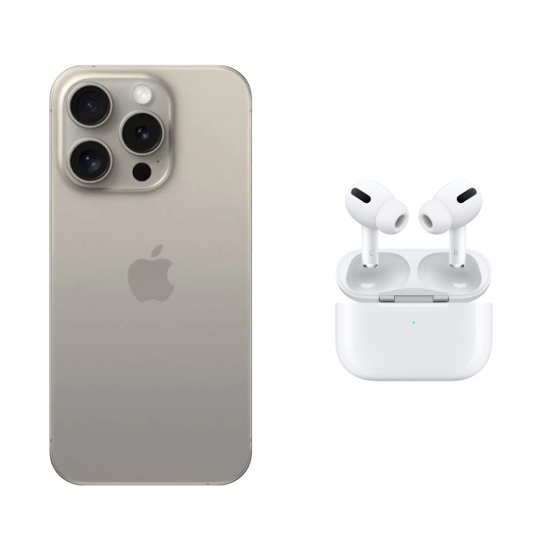 iPhone 15 Pro 128GB Natural Titanium + Audífonos Airpods 4 de regalo con calidad premium