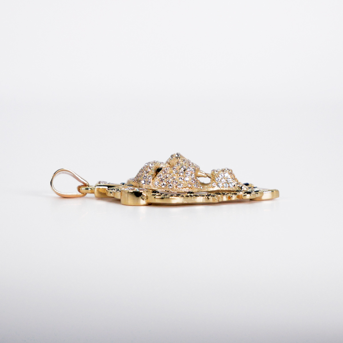 Dije León de Oro 10k con piedra zirconia.