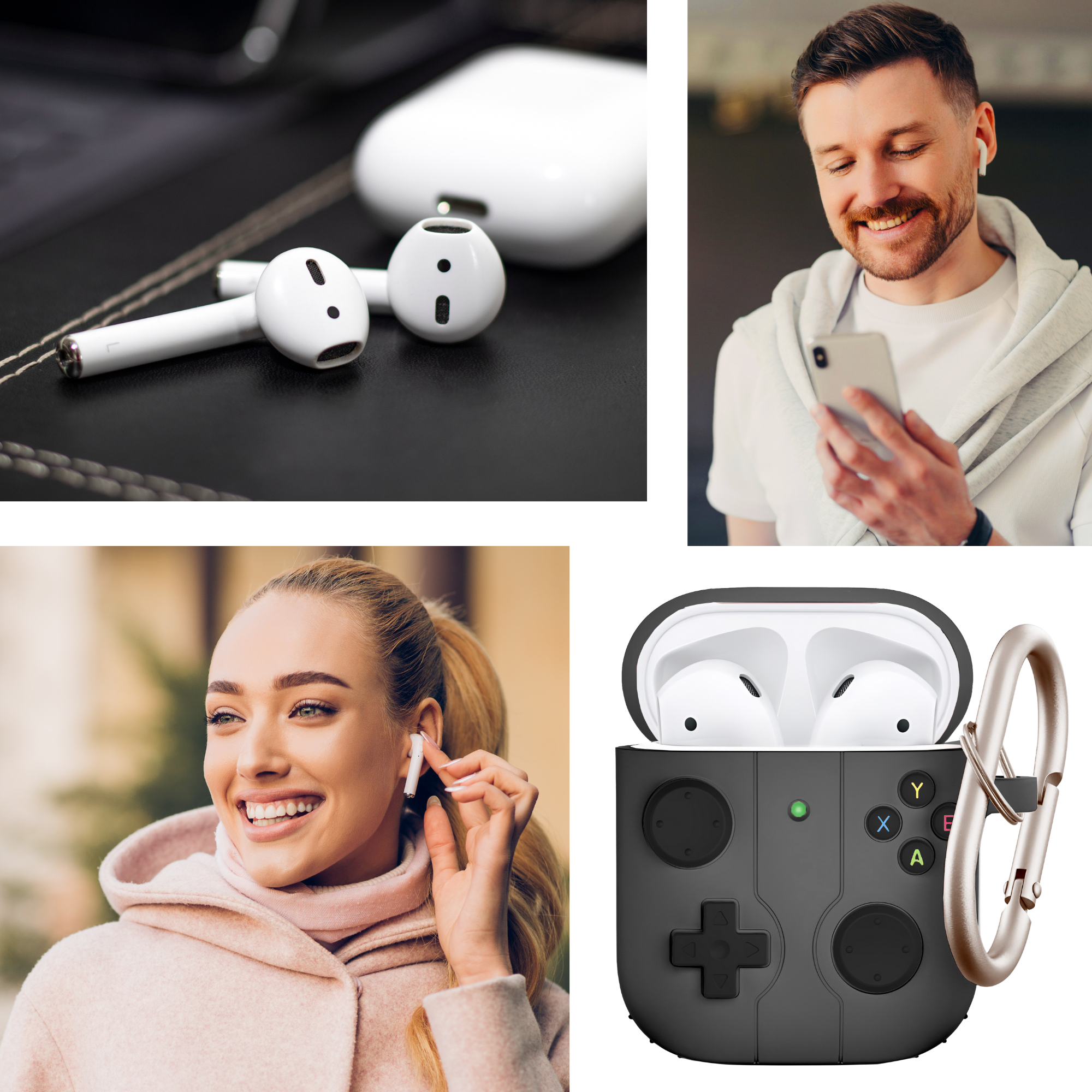 FUNDA PARA AIRPODS CARCASA ECOMLAB GAMER TODO LOS MODELOS (NEGRO).