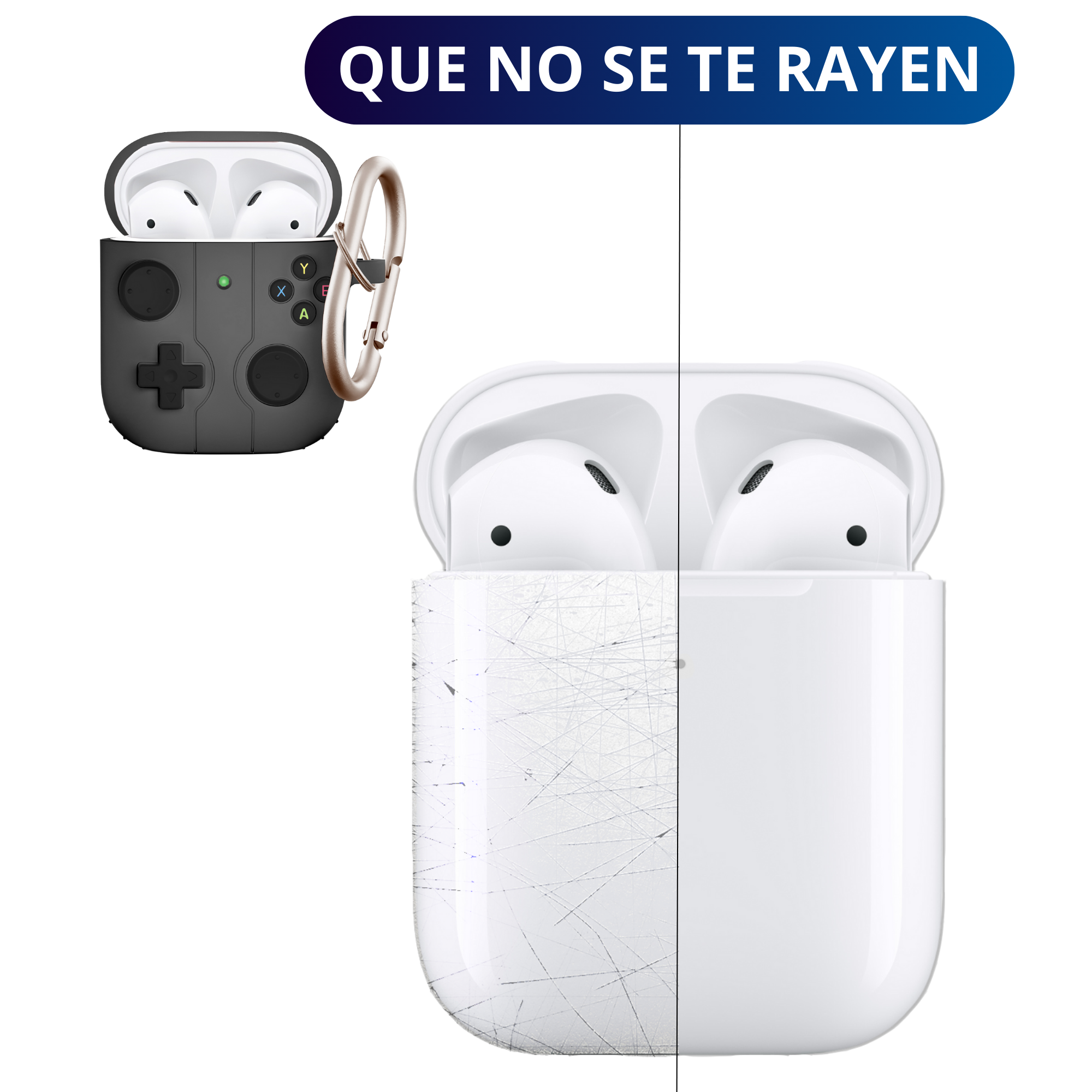 FUNDA PARA AIRPODS CARCASA ECOMLAB GAMER TODO LOS MODELOS (NEGRO).
