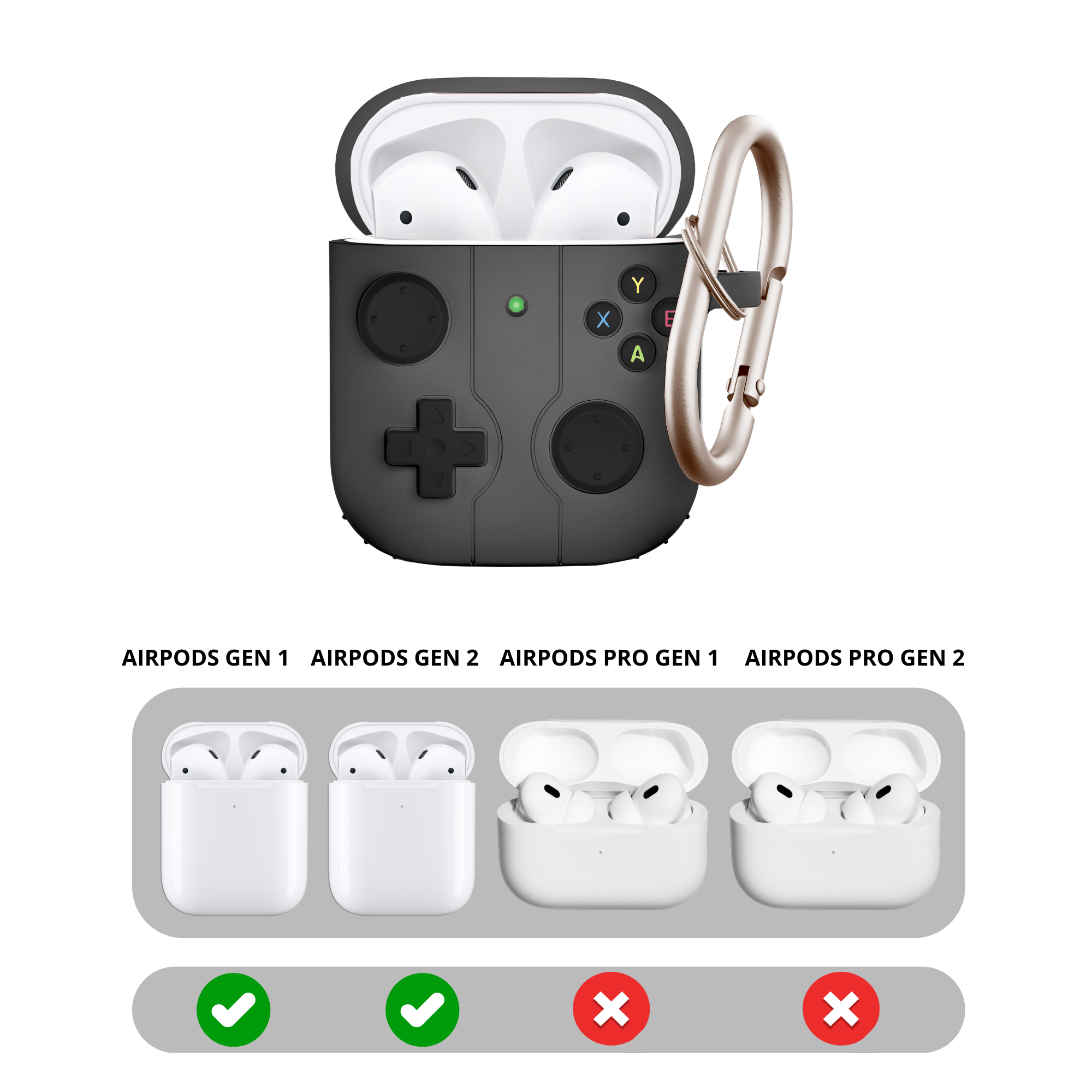 FUNDA PARA AIRPODS CARCASA ECOMLAB GAMER TODO LOS MODELOS (NEGRO).