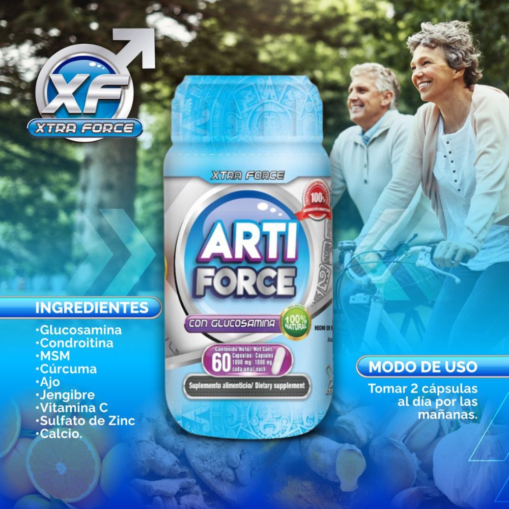 Suplemento Arti Force Para Articulaciones 60 Cápsulas Xtraforce Multifunción.