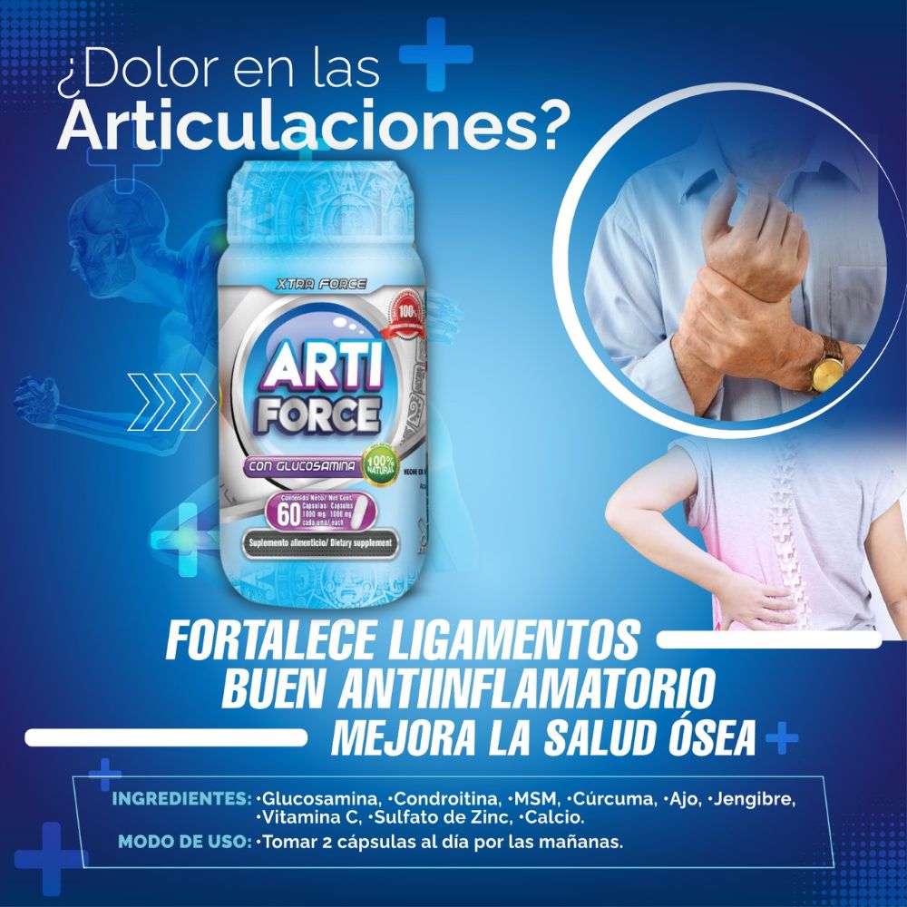 Suplemento Arti Force Para Articulaciones 60 Cápsulas Xtraforce Multifunción.