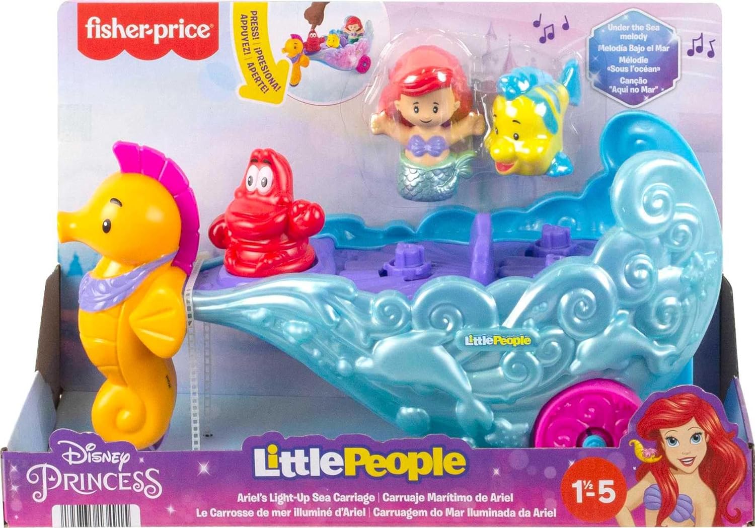 Little People Disney Princesa Set De Juego Carruaje De Ariel.