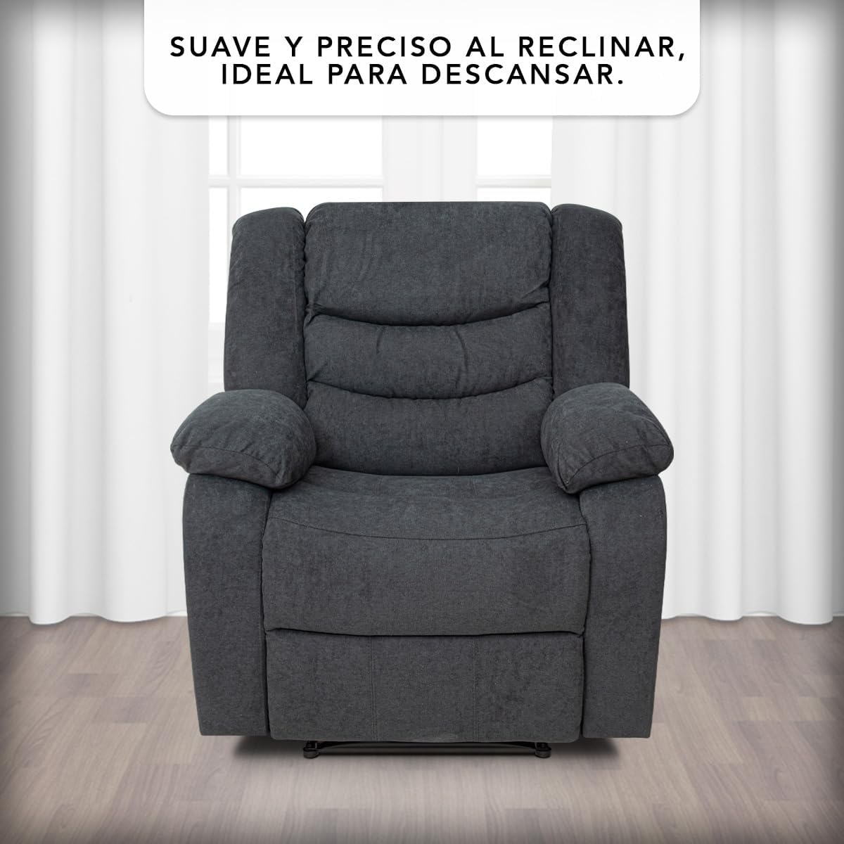 Sillón Reclinable Milán Eléctrico de Tela color Gris Obscuro.