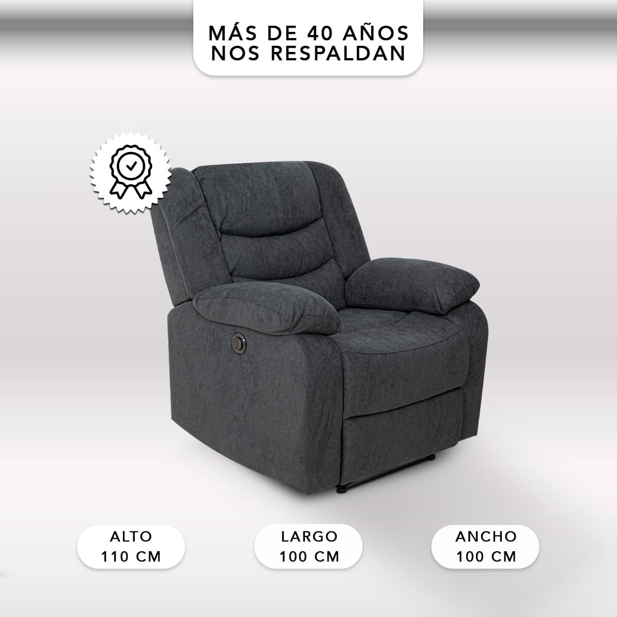 Sillón Reclinable Milán Eléctrico de Tela color Gris Obscuro.