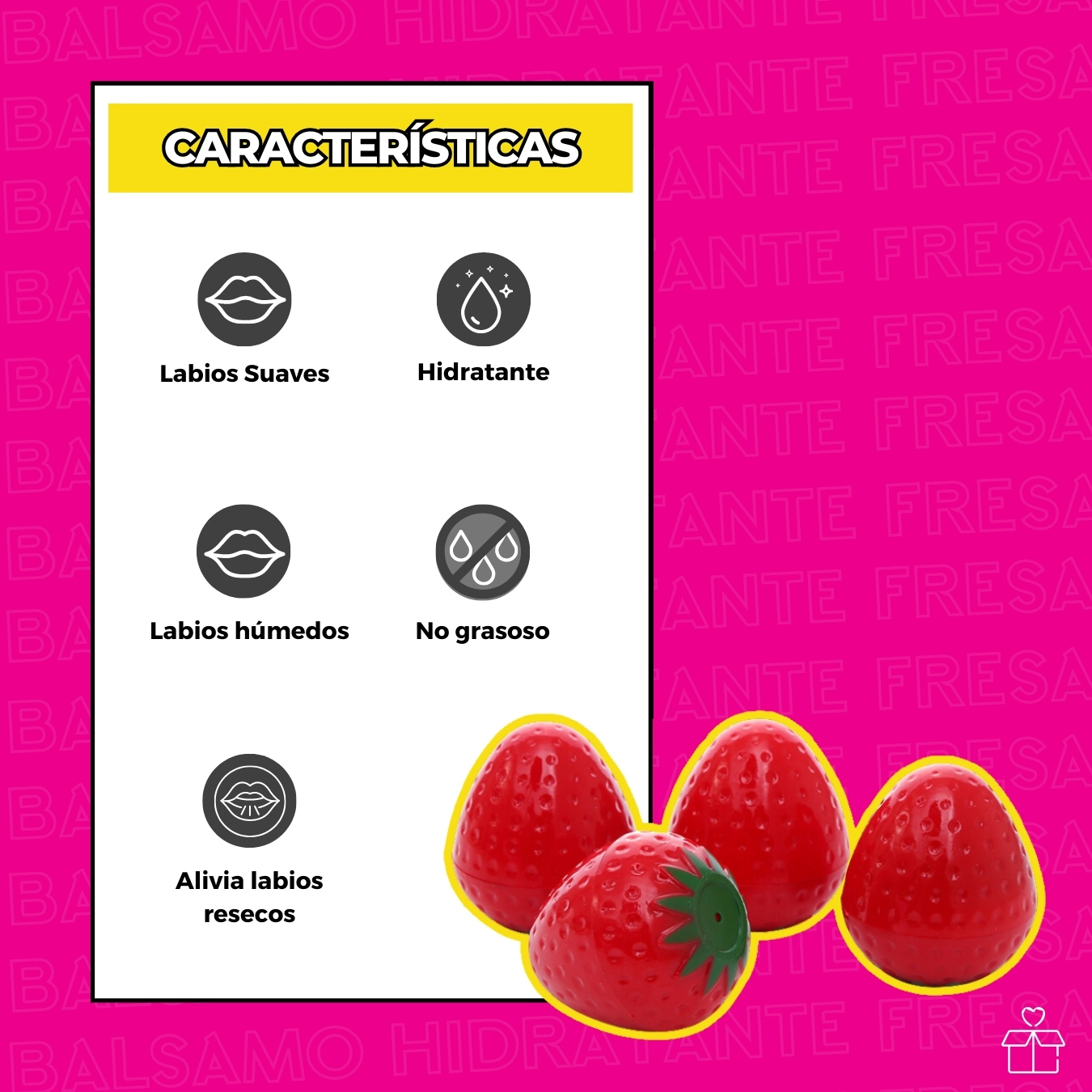 24 Bálsamos Hidratantes de Fresa para Labios Resecos.