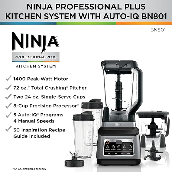 Ninja - Sistema de Cocina 3 en 1, Set Licuadora con 5 programas | BN801