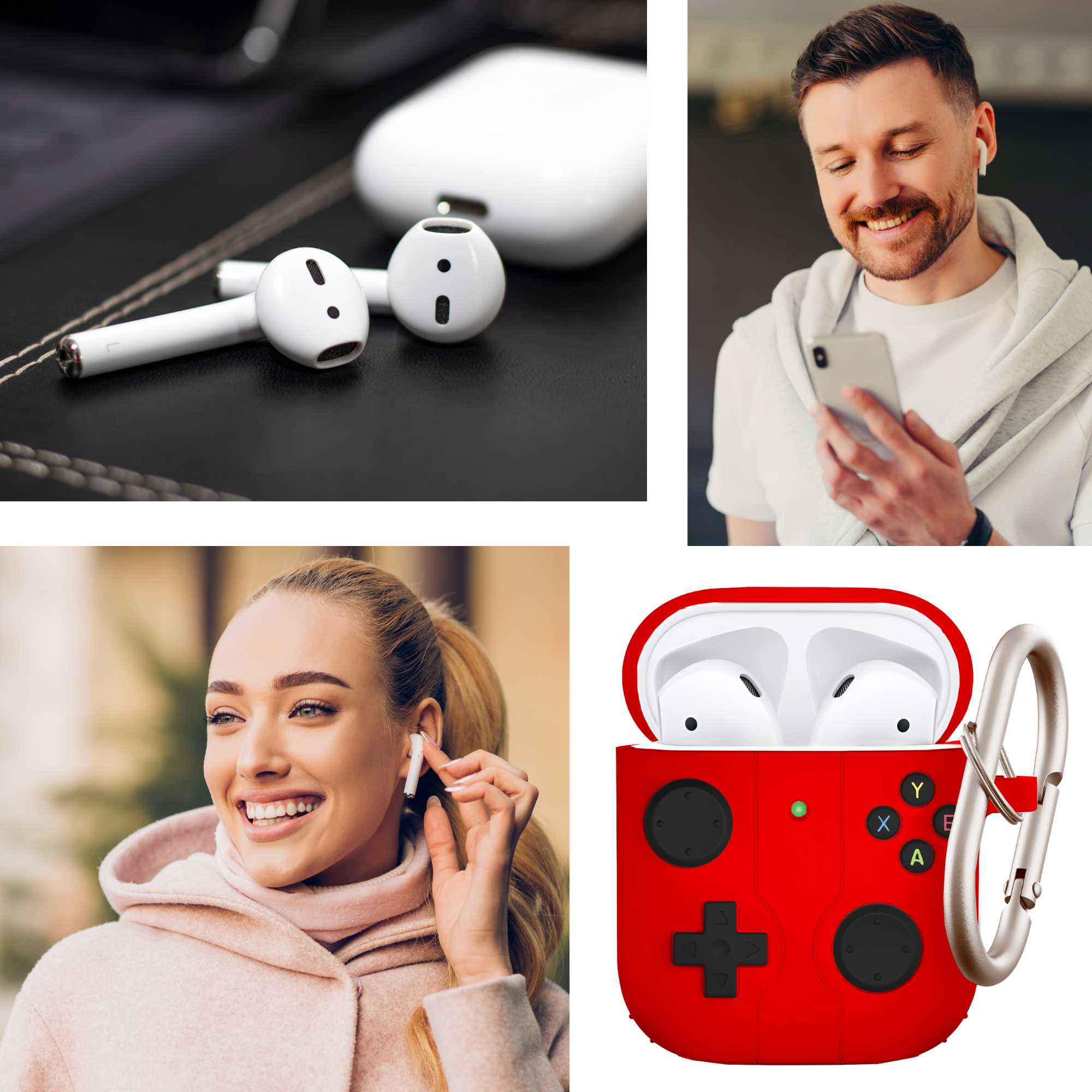 FUNDA PARA AIRPODS CARCASA ECOMLAB GAMER TODO LOS MODELOS (ROJO).