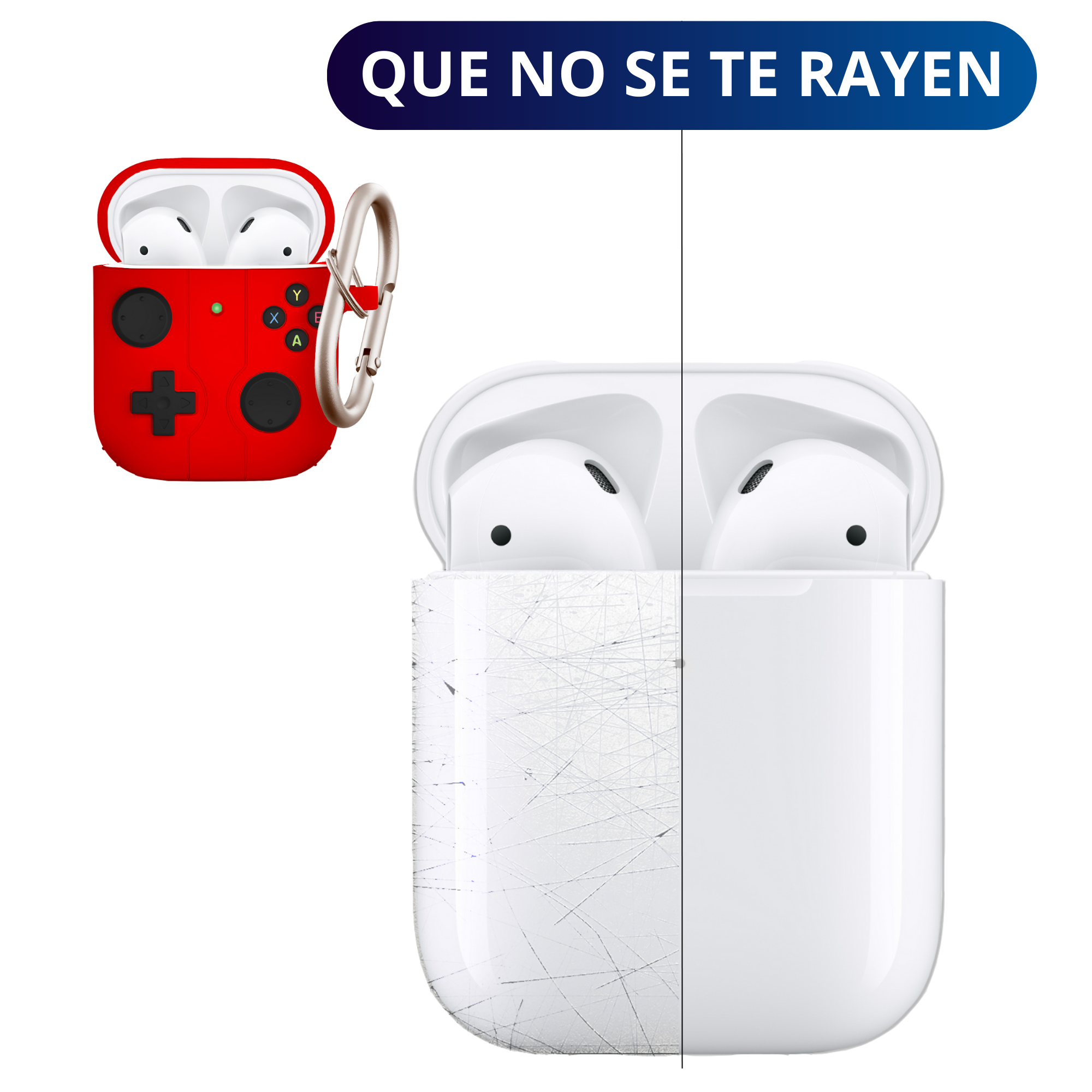 FUNDA PARA AIRPODS CARCASA ECOMLAB GAMER TODO LOS MODELOS (ROJO).