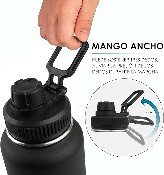 1100ML Botella Térmica，Hisemy Termo de Acero Inoxidable sin BPA，100% a prueba de fugas, aislamiento de doble pared