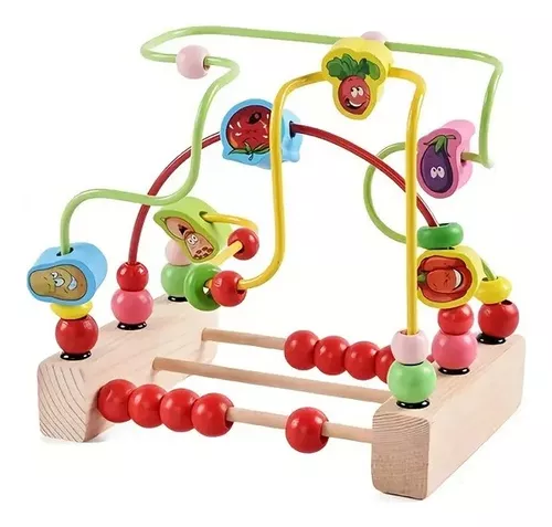 Laberinto Didáctico De Madera Juego De Destreza Pulsómetro cuentas de frutas y verduras